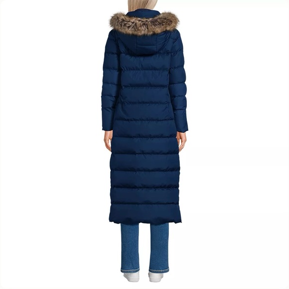Lands’ End NWT Women’s Max 600 Down Long Maxi Coat in Navy - Picture 2 of 6